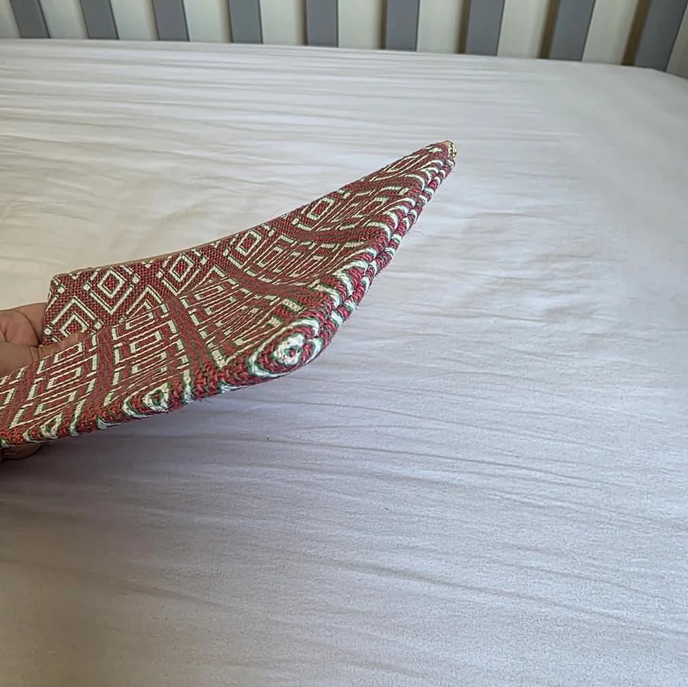 The Royal Standard Pink And Cream Geometric Patterned Clutch Make Up Bag